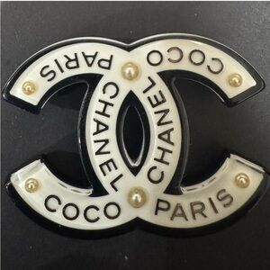 Resin Pearl Chanel Paris Logo CC Brooch